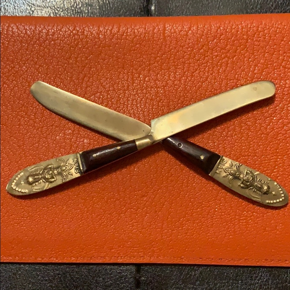 Vintage Mid-Century Brass Rosewood SIAM knives